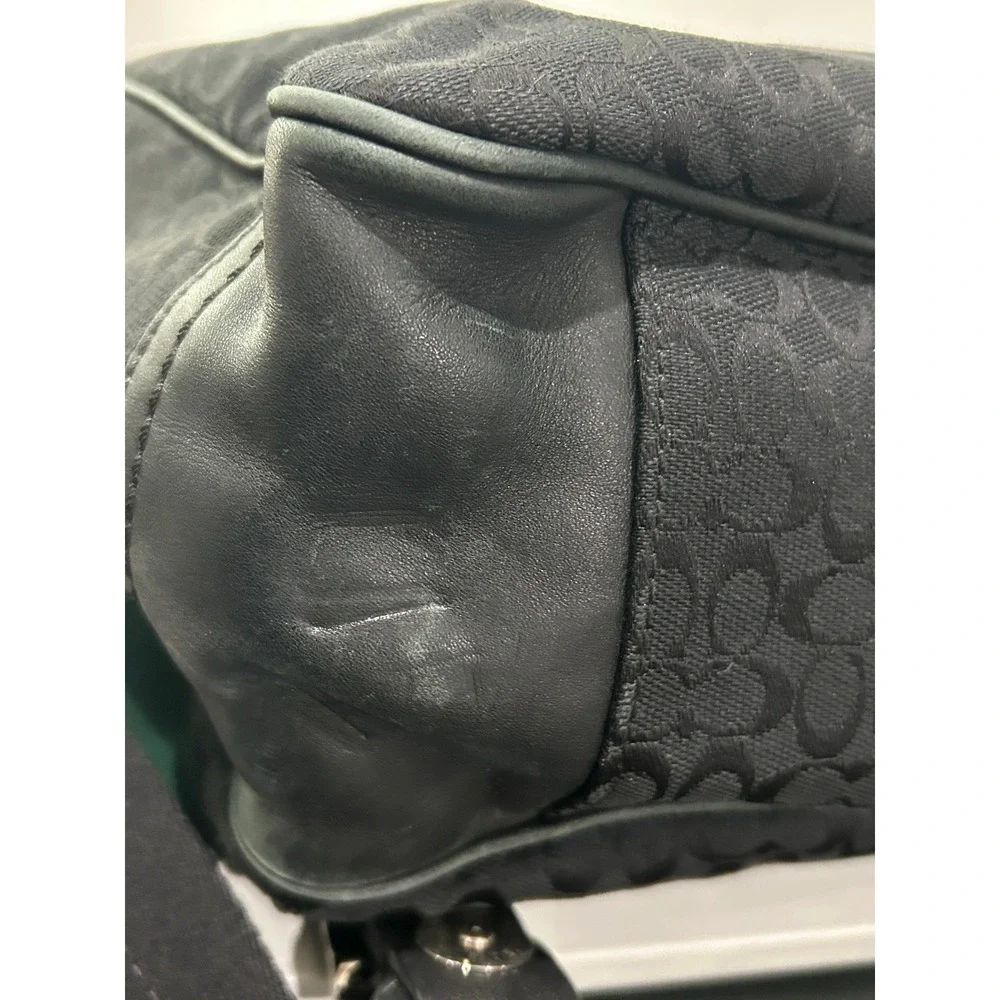 Coach Black Signature Canvas Messenger Bag Crossbody Laptop Bag